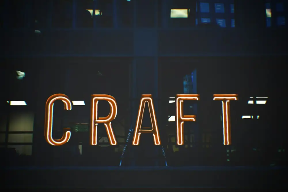 Craft neon signage at nighttime, illustrating evaluating craft beverage information